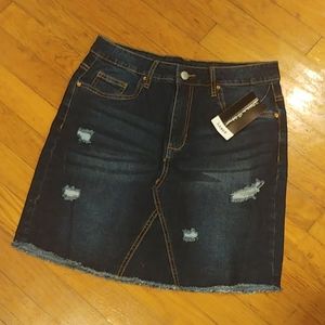 Distressed Denim Skirt
